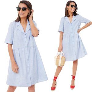 Tuckernuck Royal Shirt Dress XL Blue Swiss Dot Collared Button Front Short